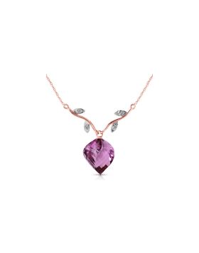 10.77 Carat 14K Rose Gold Necklace Diamond Twisted Briolette Amethyst