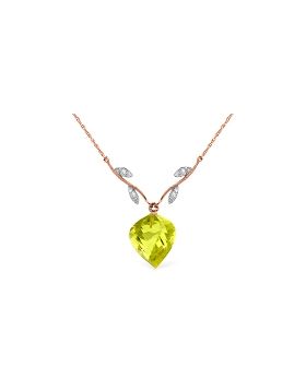 10.77 Carat 14K Rose Gold Romance Lemon Qaurtz Diamond Necklace