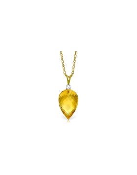 9.55 Carat 14K Gold Necklace Diamond Briolette Drop Citrine