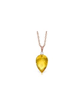 9.55 Carat 14K Rose Gold Necklace Diamond Briolette Drop Citrine