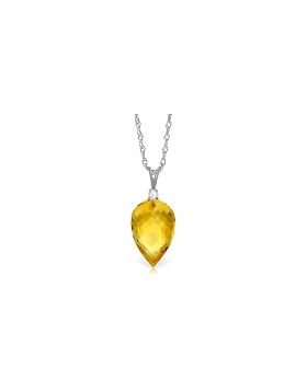 9.55 Carat 14K White Gold Necklace Diamond Briolette Drop Citrine