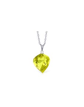 10.8 Carat 14K White Gold Lemon Spray Lemon Quartz Diamond Necklace