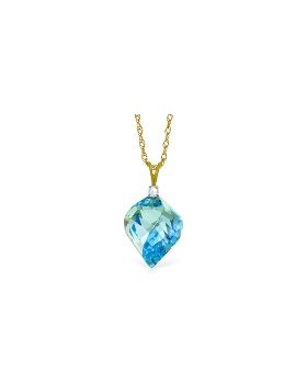 13.95 Carat 14K Gold Necklace Diamond Briolette Blue Topaz