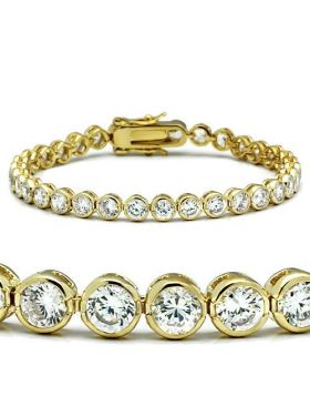 Bracelet Brass Gold AAA Grade CZ Clear Round