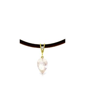 12.26 Carat 14K Gold Leather Necklace Diamond White Topaz