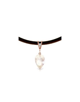 12.26 Carat 14K Rose Gold Leather Necklace Diamond White Topaz