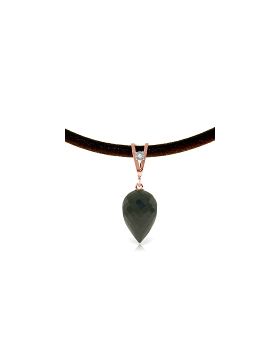 12.26 Carat 14K Rose Gold Leather Necklace Diamond Black Spinel