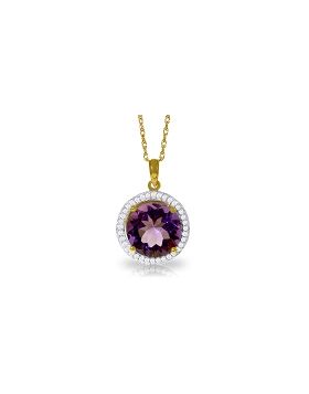 6.2 Carat 14K Gold Natural Diamond Amethyst Necklace