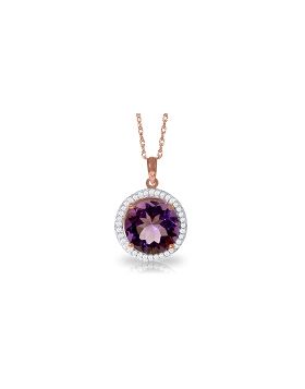 6.2 Carat 14K Rose Gold Natural Diamond Amethyst Necklace