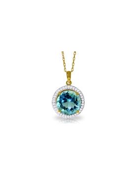 8 Carat 14K Gold Diamond Blue Topaz Necklace