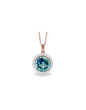 8 Carat 14K Rose Gold Diamond Blue Topaz Necklace