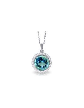 8 Carat 14K White Gold Diamond Blue Topaz Necklace