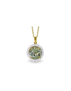 5.2 Carat 14K Gold Diamond Green Amethyst Necklace