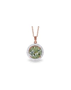 5.2 Carat 14K Rose Gold Diamond Green Amethyst Necklace