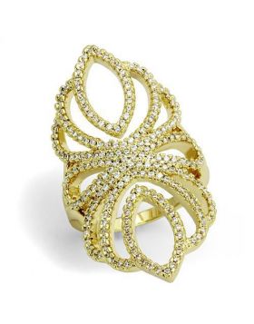 3W1274-5 - Brass Gold Ring AAA Grade CZ Clear