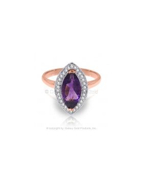 1.8 Carat 14K Rose Gold Ring Diamond Marquis Amethyst