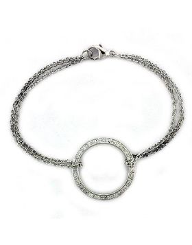 LOAS1317-7.25 - 925 Sterling Silver High polished (no plating) Bracelet AAA Grade CZ Clear