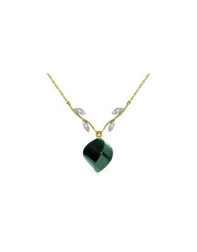14K Gold Necklace Diamonds & Twisted Briolette Emerald