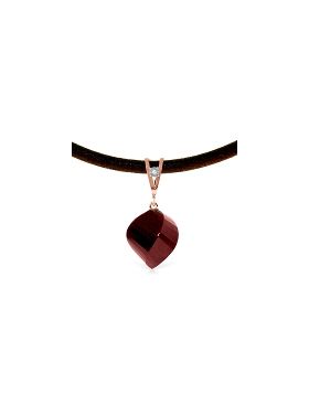 15.26 Carat 14K Rose Gold Leather Necklace Diamond Ruby