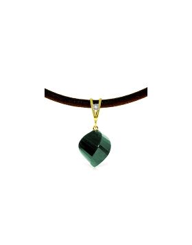 14K Gold & Leather Necklace w/ Diamond & Emerald