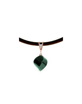 14K Rose Gold & Leather Diamond & Emerald Necklace
