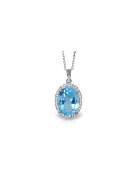 7.58 Carat 14K White Gold Truth's Beauty Blue Topaz Diamond Necklace