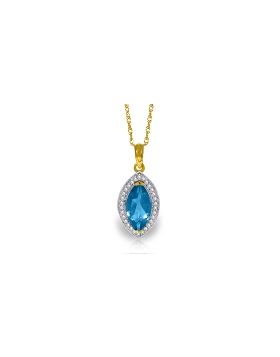 2.4 Carat 14K Gold Hayworth Blue Topaz Diamond Necklace