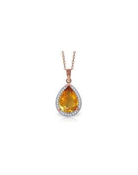 3.66 Carat 14K Rose Gold Lana Citrine Diamond Necklace