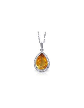 3.66 Carat 14K White Gold Compassionate Citrine Diamond Necklace