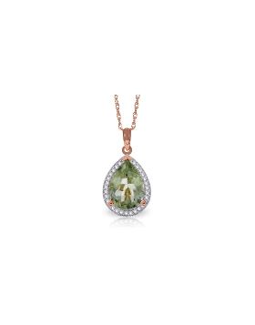 3.36 Carat 14K Rose Gold Necklace Natural Diamond Green Amethyst