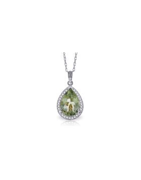 3.36 Carat 14K White Gold Looks Kill Green Amethyst Diamond Necklace