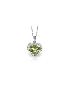 3.39 Carat 14K White Gold Shall Overcome Green Amethyst Diamond Necklace