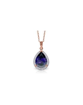 5.26 Carat 14K Rose Gold Necklace Natural Diamond Sapphire