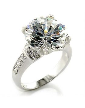 Ring 925 Sterling Silver High-Polished AAA Grade CZ Clear Round