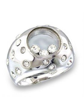Ring 925 Sterling Silver High-Polished Top Grade Crystal Clear Round