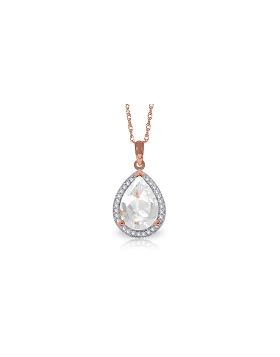 5.61 Carat 14K Rose Gold Necklace Natural Diamond White Topaz