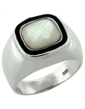 LOAS1083-5 - 925 Sterling Silver High-Polished Ring Synthetic White