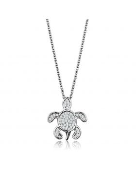 Chain Pendant,Brass,Rhodium,AAA Grade CZ,Clear