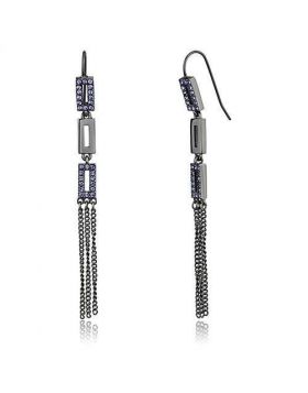 TK2722 - Stainless Steel IP Light Black (IP Gun) Earrings Top Grade Crystal Tanzanite