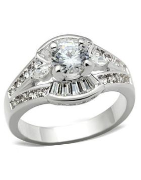 SS030-10 - 925 Sterling Silver Silver Ring AAA Grade CZ Clear