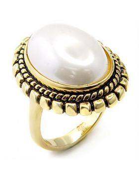 7X232-5 - 925 Sterling Silver Gold Ring Synthetic White