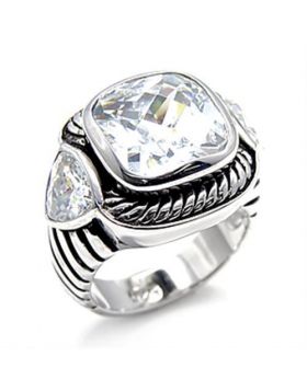 6X522-6 - 925 Sterling Silver Rhodium Ring AAA Grade CZ Clear