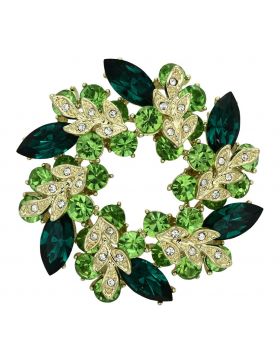 Brooches,White Metal,Flash Gold,Top Grade Crystal,Emerald