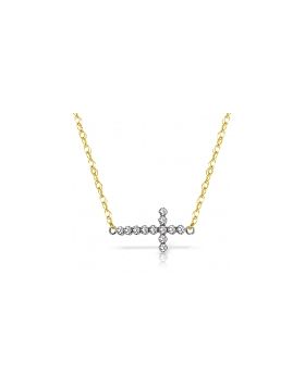 0.18 Carat 14K Gold Horizontal Cross Diamond Necklace