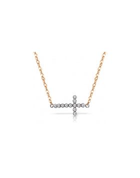 0.18 Carat 14K Rose Gold Cross Necklace Natural Diamond