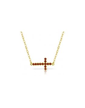 0.3 Carat 14K Gold Horizontal Cross Ruby Necklace