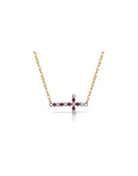 0.24 Carat 14K Rose Gold Cross Necklace Diamond Ruby