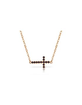 0.3 Carat 14K Rose Gold Sapphire Horizontal Cross Necklace