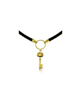 0.5 Carat 14K Gold Leather Key Necklace Citrine