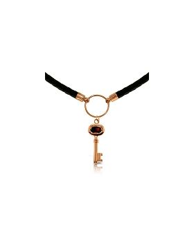 0.5 Carat 14K Rose Gold Leather Key Necklace Garnet